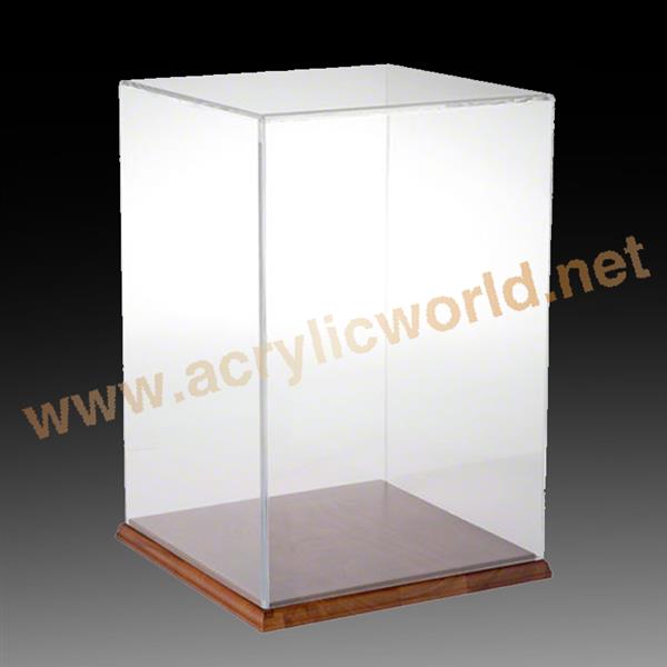 transparent acrylic box with wooden base